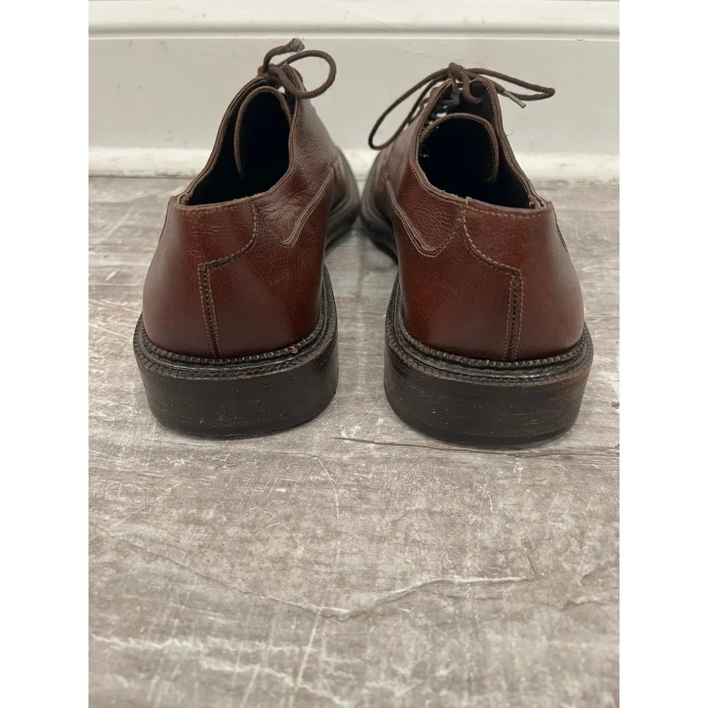 Salvatore Ferragamo Men's Oxfords Brown Leather Square Toe Dress Shoes Size 10 D